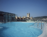 Thermal rooftop pool in the New Royal Bath Rooftop Pool by Day. Photographer: Matt Cardy.